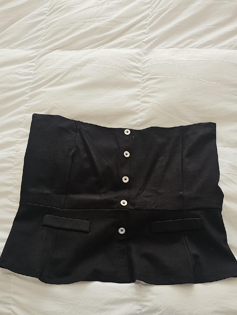 Fashion to Figure Black Strapless Button-Front Peplum Tank